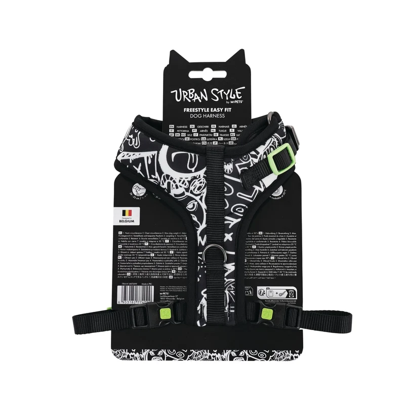 URBAN STYLE FREESTYLE Black & White Easy fit Dog harness