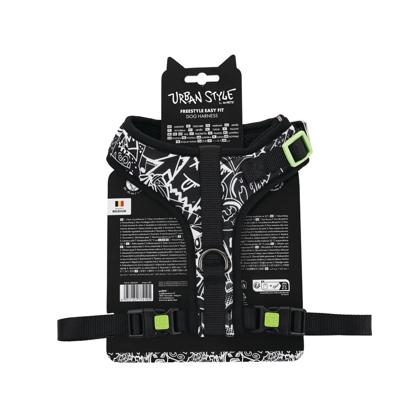 URBAN STYLE FREESTYLE Black & White Easy fit Dog harness