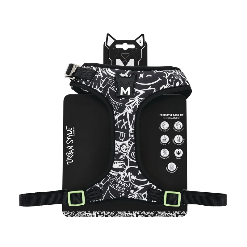 URBAN STYLE FREESTYLE Black & White Easy fit Dog harness