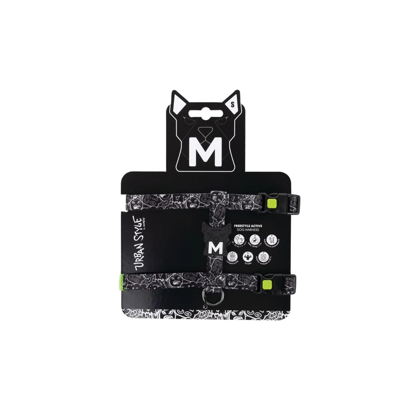URBAN STYLE FREESTYLE Black & White Active Dog Harness