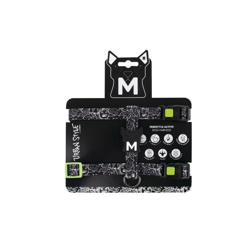 URBAN STYLE FREESTYLE Black & White Active Dog Harness