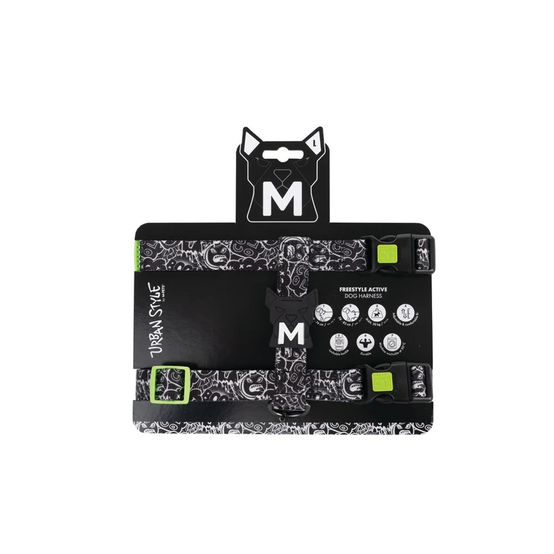 URBAN STYLE FREESTYLE Black & White Active Dog Harness