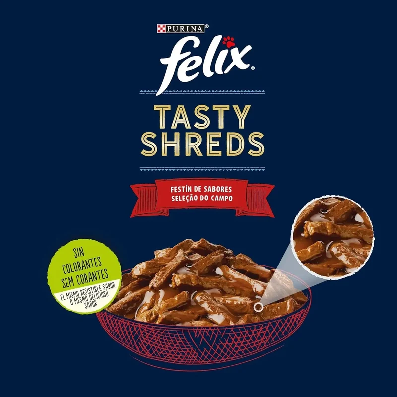 Felix Tasty Shreds Carnes Pack 4x80 g Húmeda para Gatos