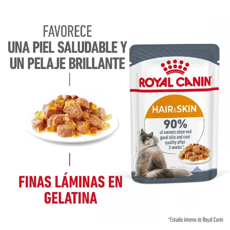 Royal Canin Hair & Skin Finas Láminas en Gelatina 85 g Comida Húmeda para Gatos
