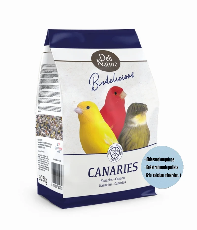 Birdelicious Canarios 2,5kg - Mezcla Completa - Mezcla para Canarios + 4 Aditivos Extra..