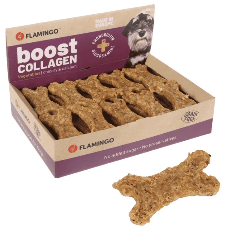Flamingo Boost Huesito con Verduras y Colágeno 1 ud Snack para Perros