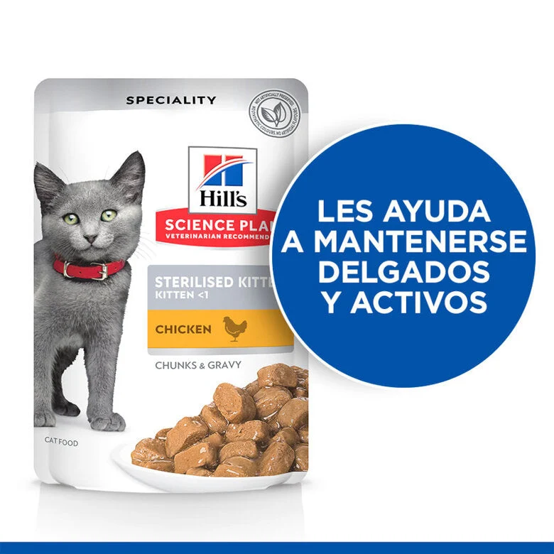 Hill's Science Plan Sterilized Kitten Pollo Pack 12x85g Húmeda para Gatos
