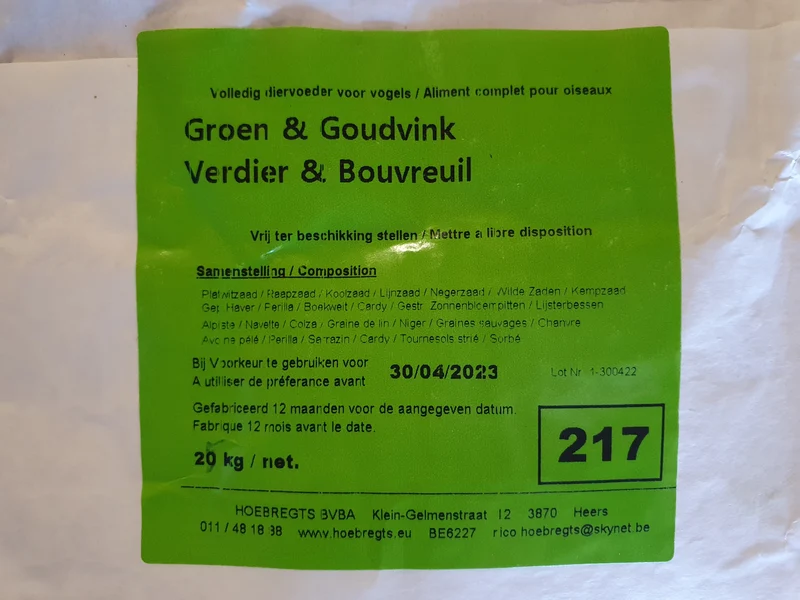Verde y Jilguero 5kg 217 - Hobbyfarm Hoebregts