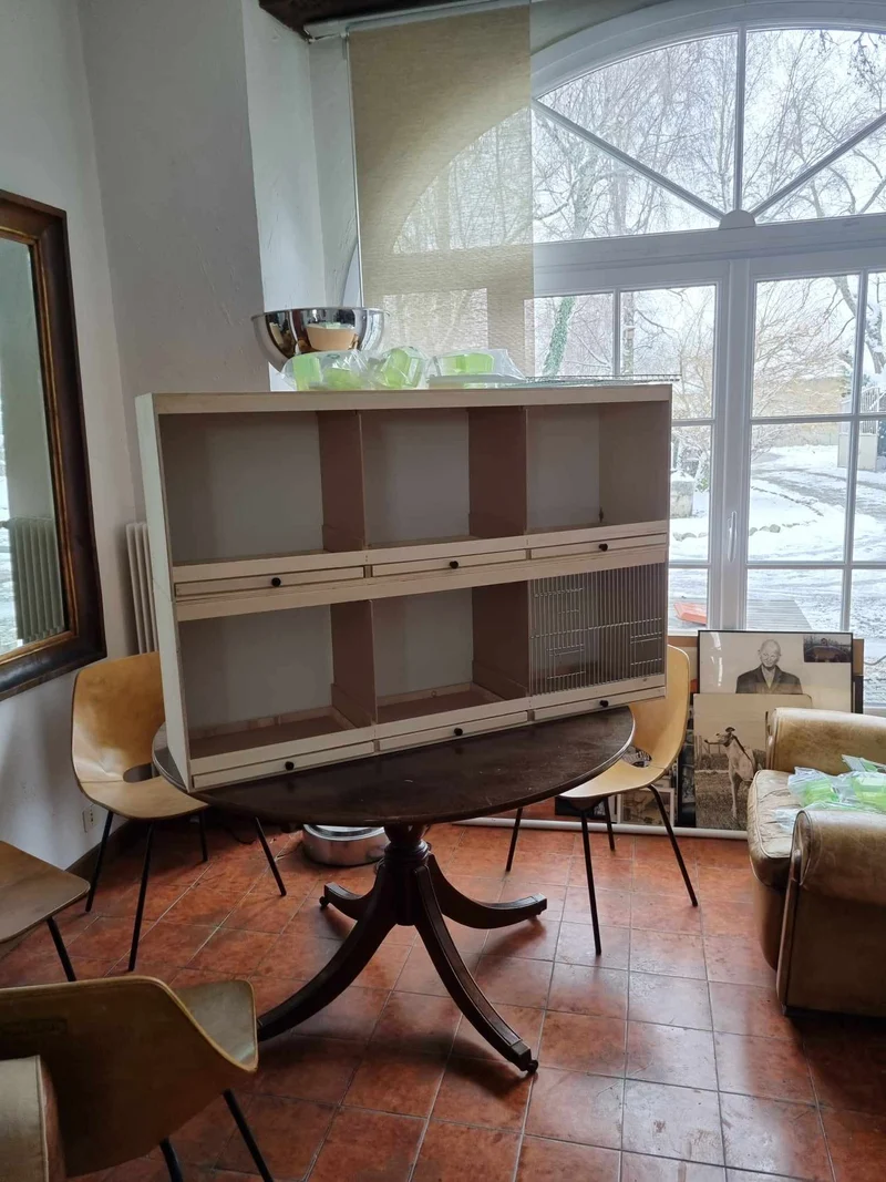 Jaula de Cría de Madera 120cm 3 Piezas - Con Tapas Frontales y Comederos (ARTÍCULO VOLUMINOSO)