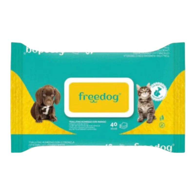 Freedog Toallitas de Mango 40u para Perros y Gatos — aroma tropical