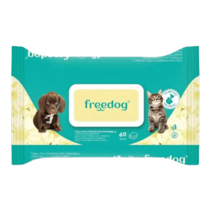 Freedog Toallitas de Manzanilla 40u para Perros y Gatos — calmantes y sin alcohol