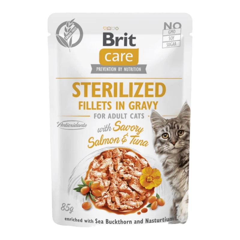 Brit Care Sterilised Filetes de Salmón y Atún en Salsa para Gatos