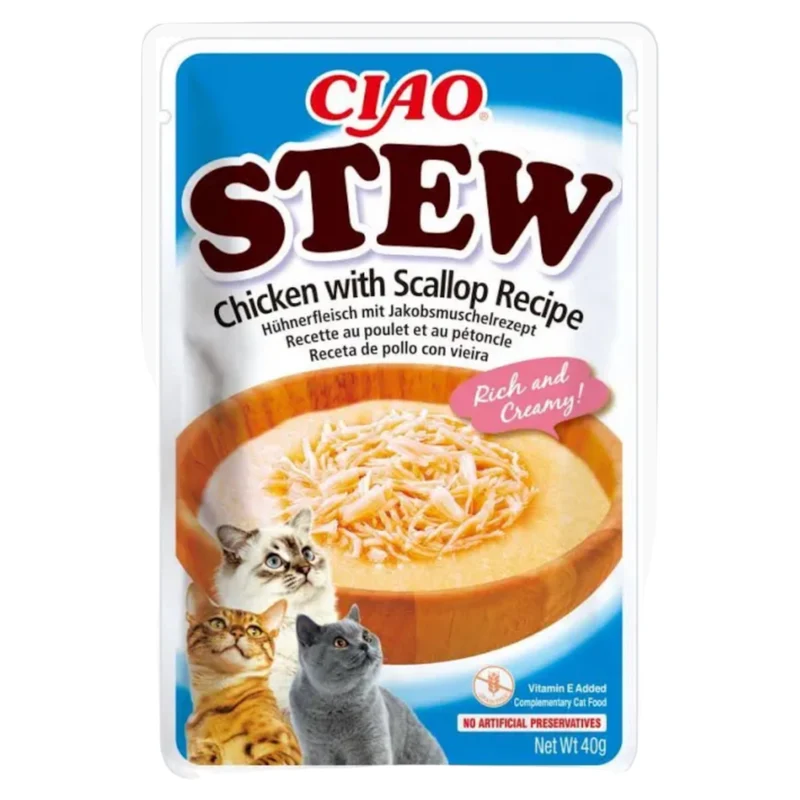 Stew Guiso de Pollo y Vieiras para Gatos