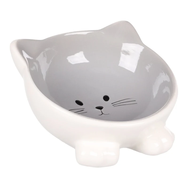 Comedero Cerámica Puzi para Gatos y Pequeños Animales — Menta, Rosa o Gris