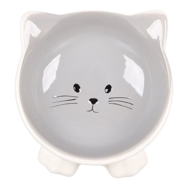 Comedero Cerámica Puzi para Gatos y Pequeños Animales — Menta, Rosa o Gris