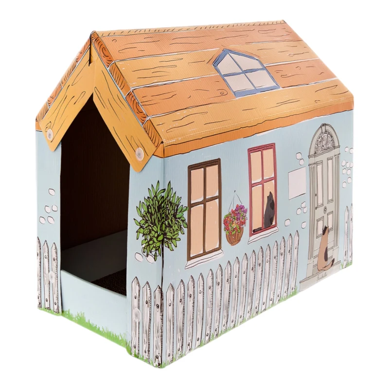 Casita de Pueblo Rascador para Gatos — Diseño Decorativo con Sisal