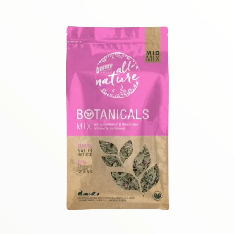 Bunny Botanicals Midmix Llantén Menor y Rosas para Roedores — Mezcla Herbal