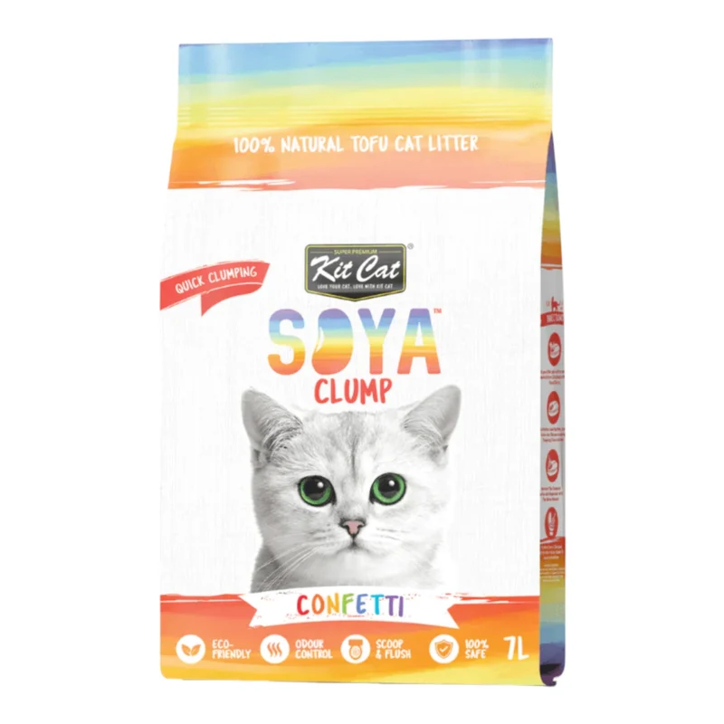 Kit Cat Arena Soya Clump Confetti para Gatos — Arena Aglomerante Biodegradable