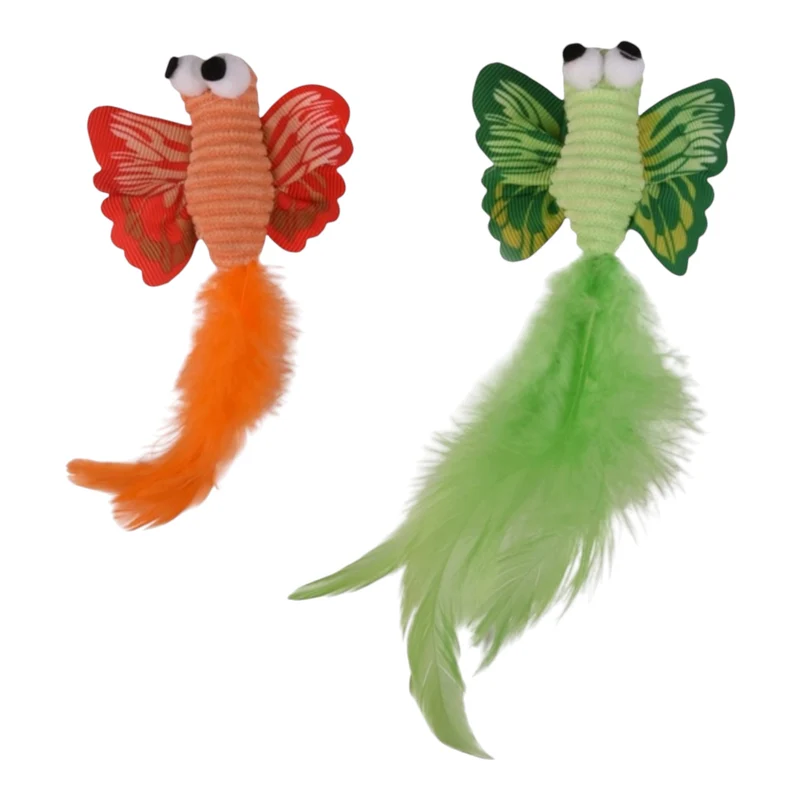 Juguete para Gatos Mariposas con Catnip y Plumas – Pack 2 Unidades