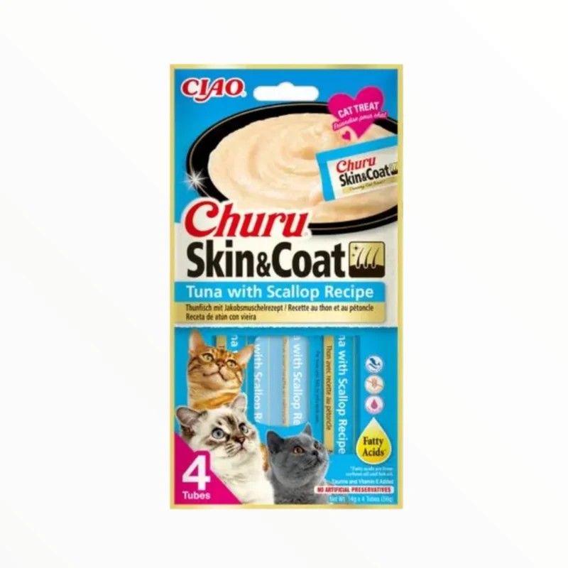 Churu Crema Skin & Coat Atún y Vieira para Gatos