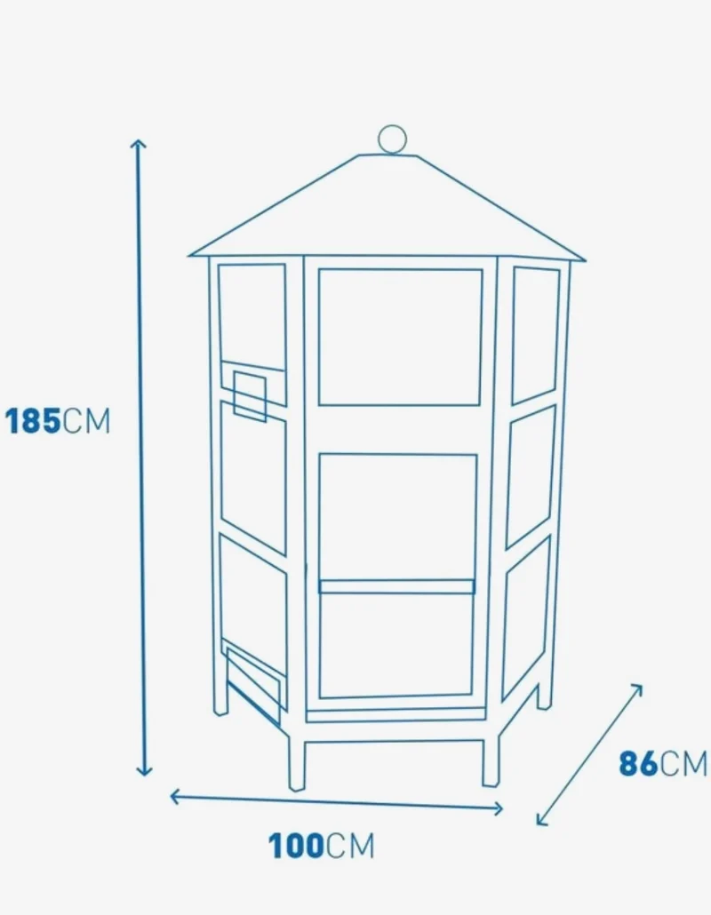 Cabaña Woodland aviario hexagonal 100x86x185cm