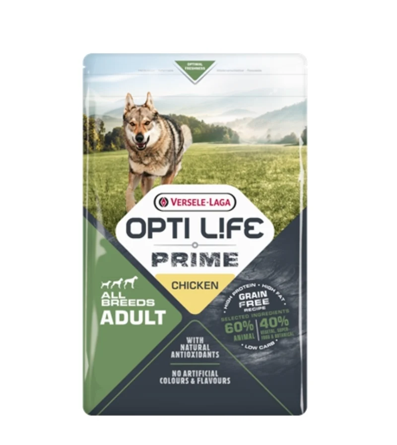 Opti Life Prime Adult All Breeds (Grain Free) Pollo 2,5kg - Versele Laga