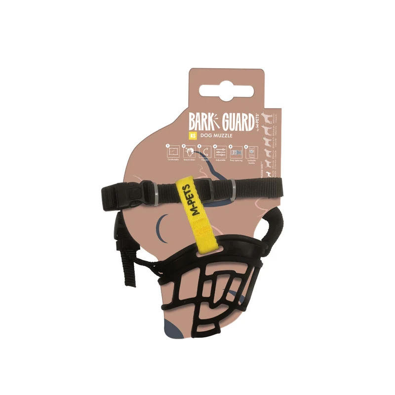 BARK GUARD Dog Muzzle Black & Yellow