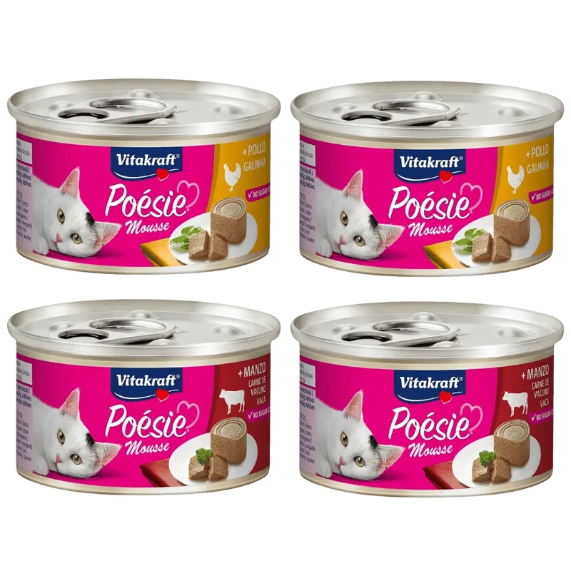 Vitakraft Poesie Mousse Pack 4x85 g Comida Húmeda para Gatos