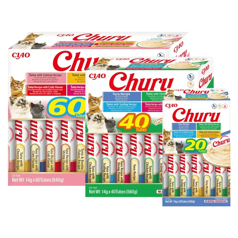 Churu CAT Variedades de Atún Pack Ahorro | Snack Líquido para Gatos