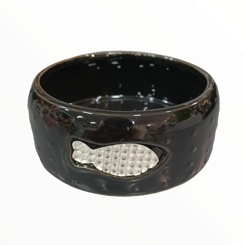 Comedero Cerámico Pez Strass para Gatos — Diseño Exclusivo con Brillantes