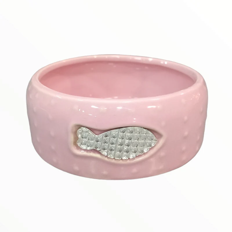 Comedero Cerámico Pez Strass para Gatos — Diseño Exclusivo con Brillantes
