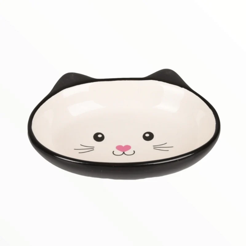 Comedero Black Cat para Gatos — Cerámica Elegante Negro