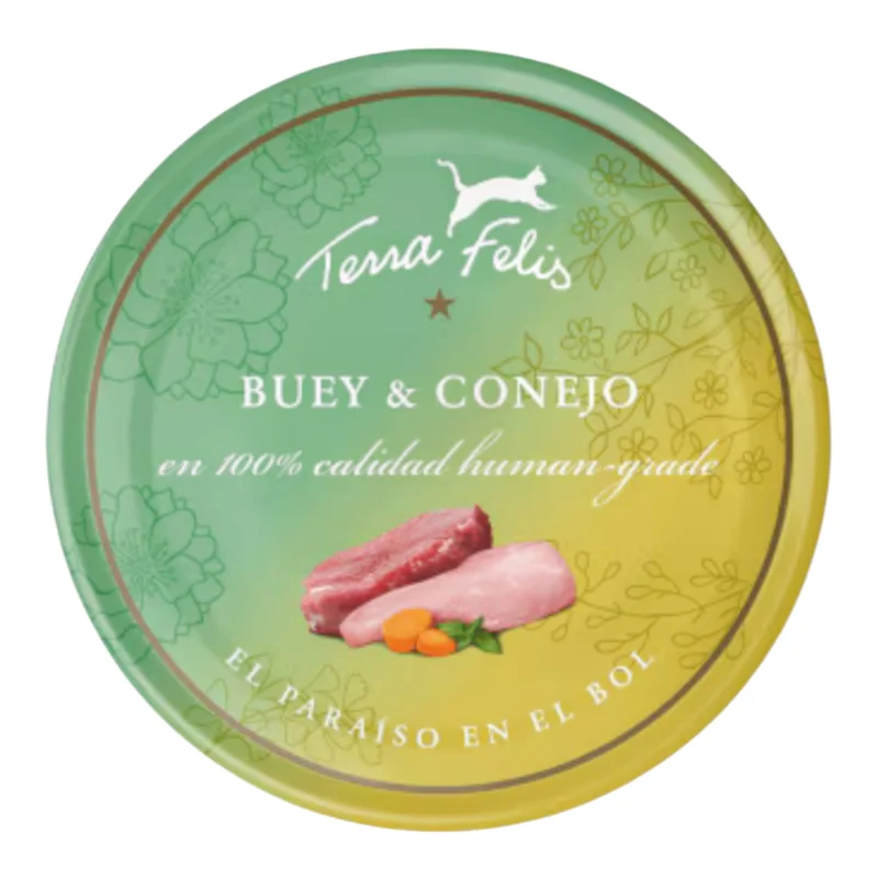 Terra Felis Buey y Conejo 80g para Gatos — Dos Proteínas Alimento Completo