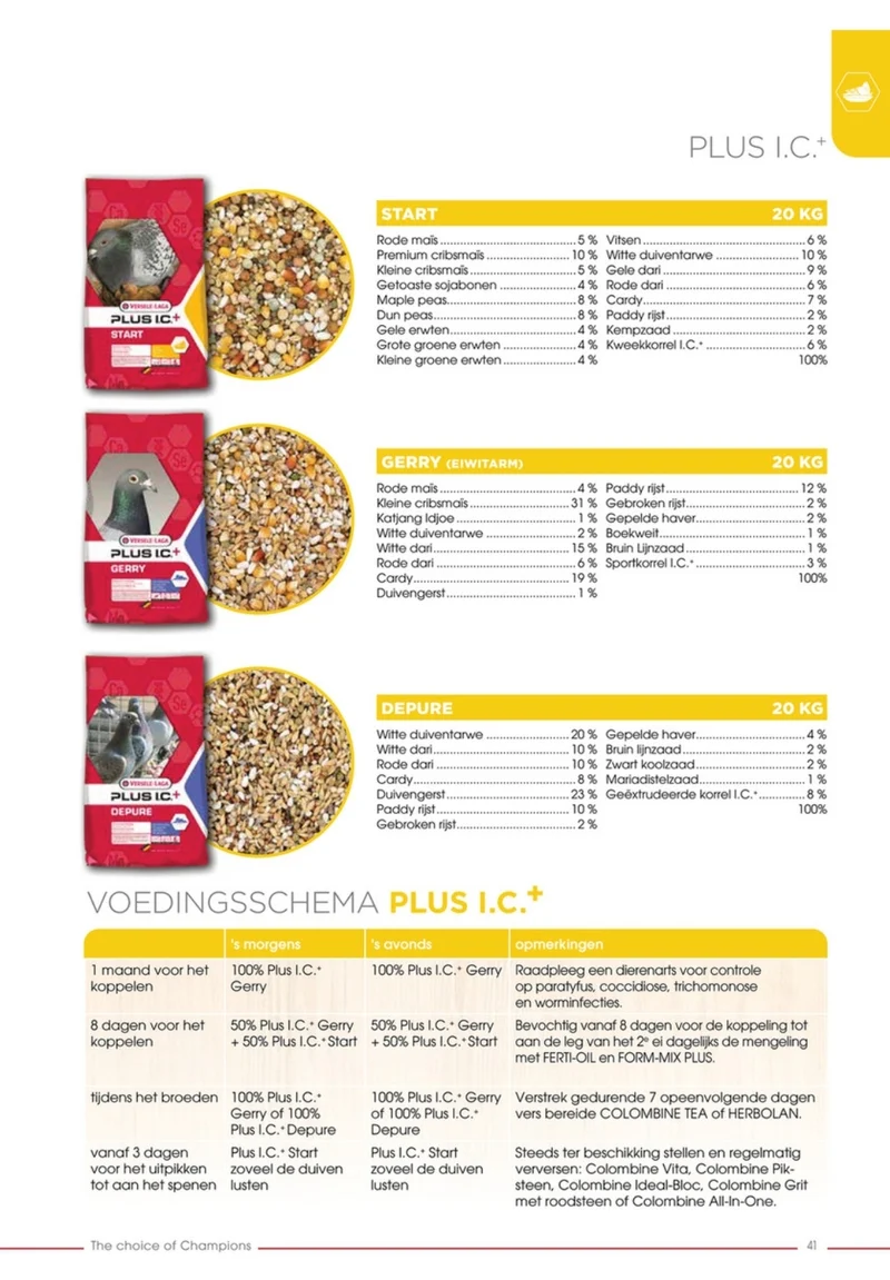 Pienso para palomas Plus IC+ Start Breeding 20 kg - Versele Laga
