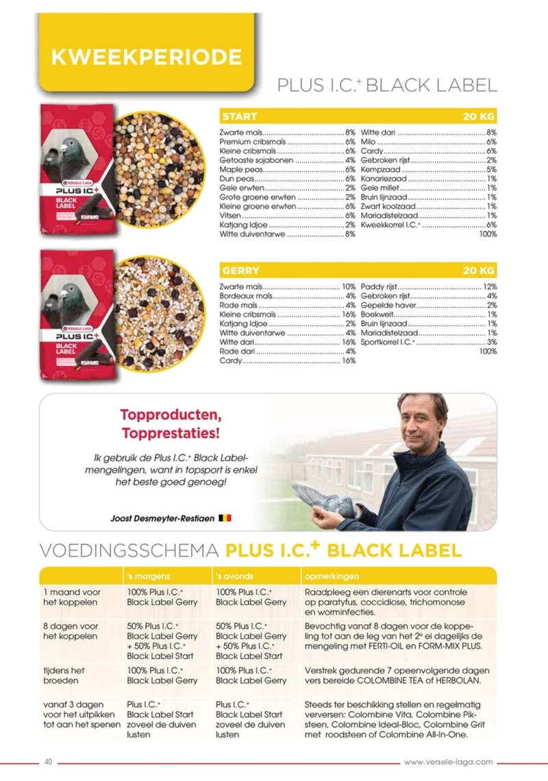 Plus IC Black Label Start 20kg - Versele Laga