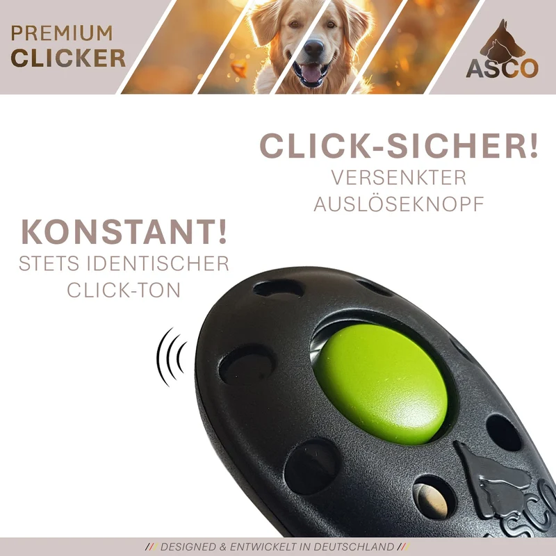 ASCO Premium Clicker - Clickertraining Profi Klicker para perros, gatos y perros
