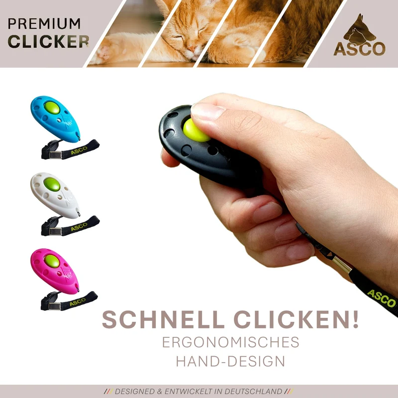 ASCO Premium Clicker - Clickertraining Profi Klicker para perros, gatos y perros