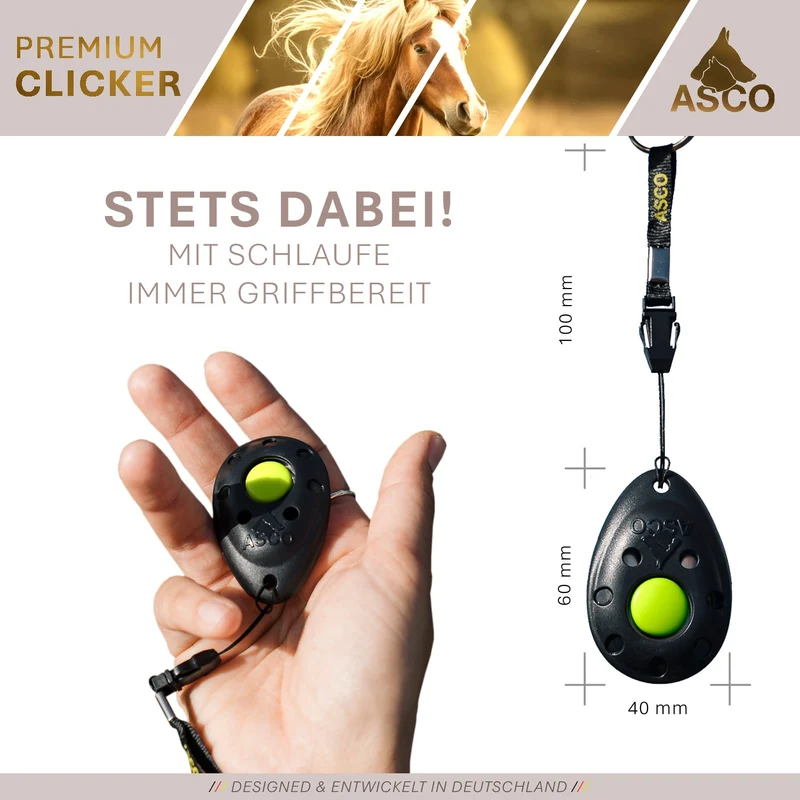 ASCO Premium Clicker - Clickertraining Profi Klicker para perros, gatos y perros