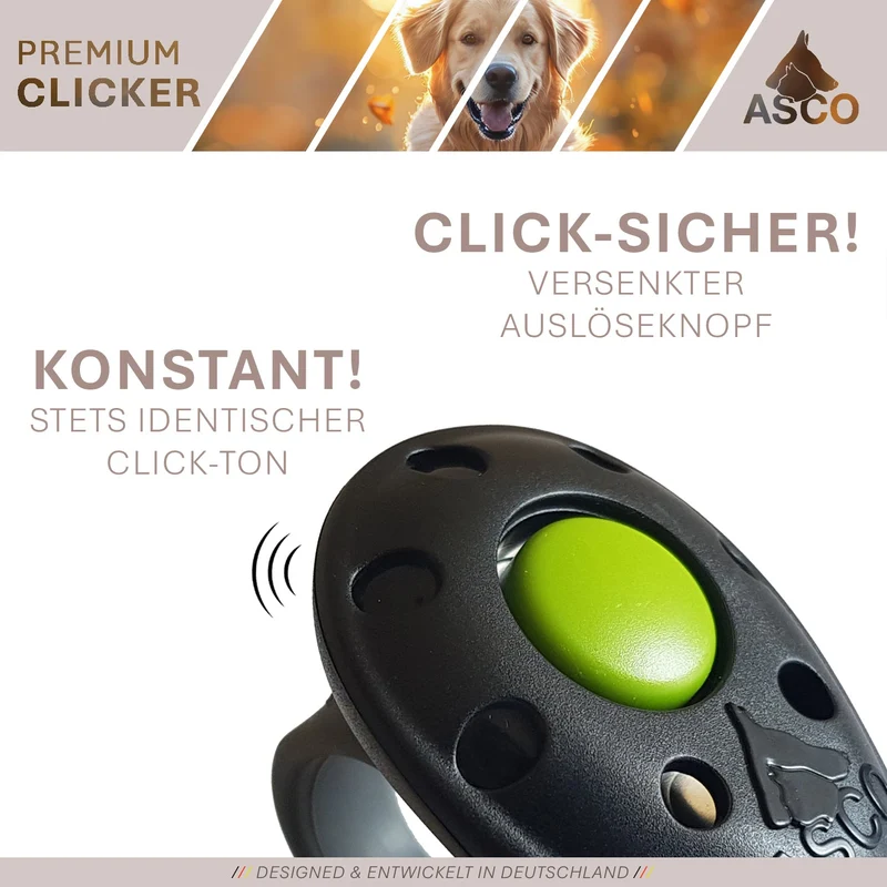 ASCO Finger Clicker - Clickertraining Premium Klicker para perros, gatos y perros