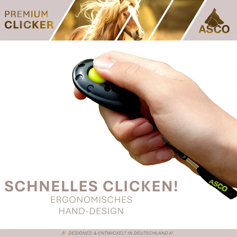 ASCO Finger Clicker - Clickertraining Premium Klicker para perros, gatos y perros