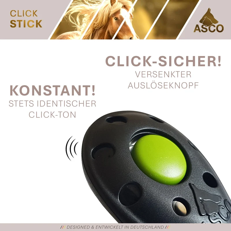 ASCO ClickStick - Target Stick con abnehmbarem Premium Clicker - Target Stab para perros Katzen Clickertraining - Targetstick ausziehbar mit extra Klicker - Targetstab para Target-Training