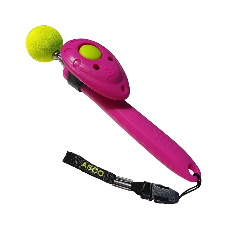ASCO ClickStick - Target Stick con abnehmbarem Premium Clicker - Target Stab para perros Katzen Clickertraining - Targetstick ausziehbar mit extra Klicker - Targetstab para Target-Training