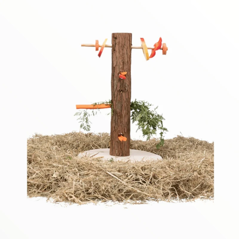 Árbol para Verduras y Snacks de Roedores — Juguete de Madera Natural