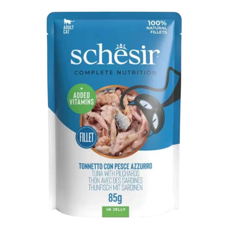 Schesir Pouche Atún y Caballa para Gatos — Comida Húmeda Premium