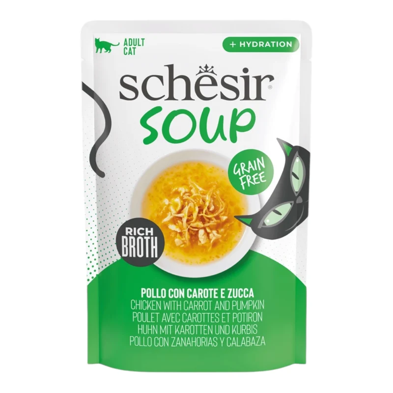 Schesir Sopa de Pollo Salvaje y Calabaza para Gatos — Comida Húmeda