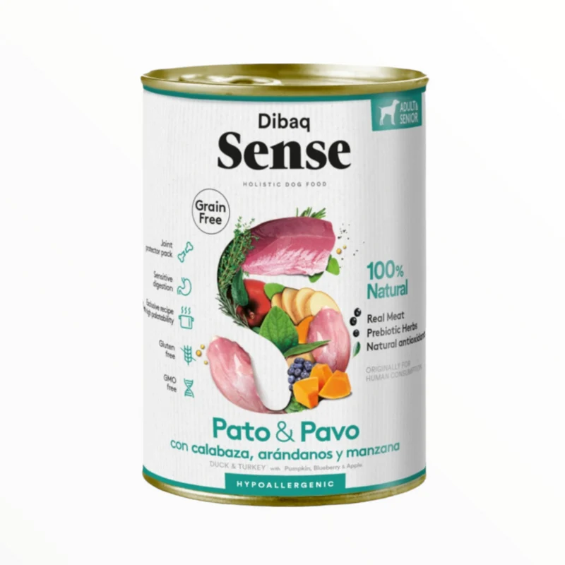 Dibaq Sense Pato y Pavo 380g — Comida Húmeda Sin Pollo para Perros