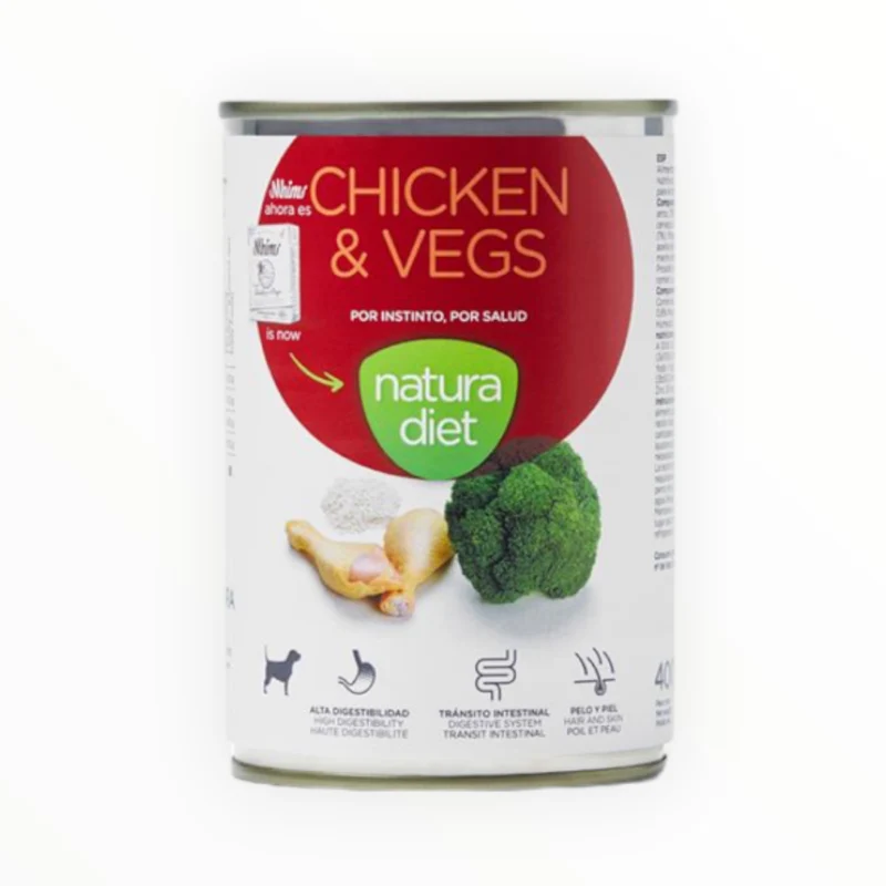 Natura Diet Comida Húmeda Pollo y Verduras para Perros Adultos — Paté Sin Cereales