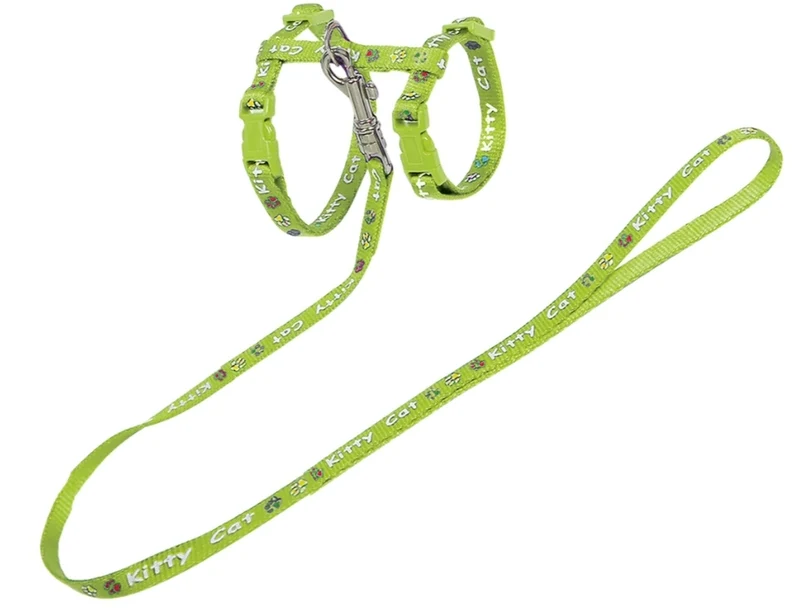 HARNAS+LEIBAND KITTYCAT GROEN15-22/30-32CM+120CM