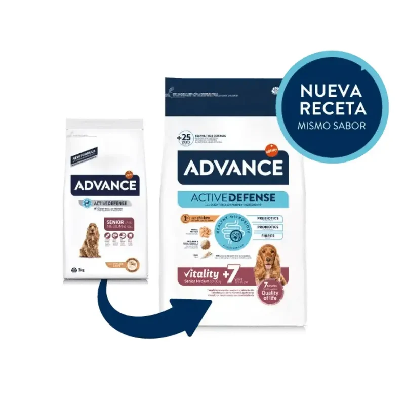 Advance Vitality Senior Medium +7 Pienso con Pollo y Arroz para Perros