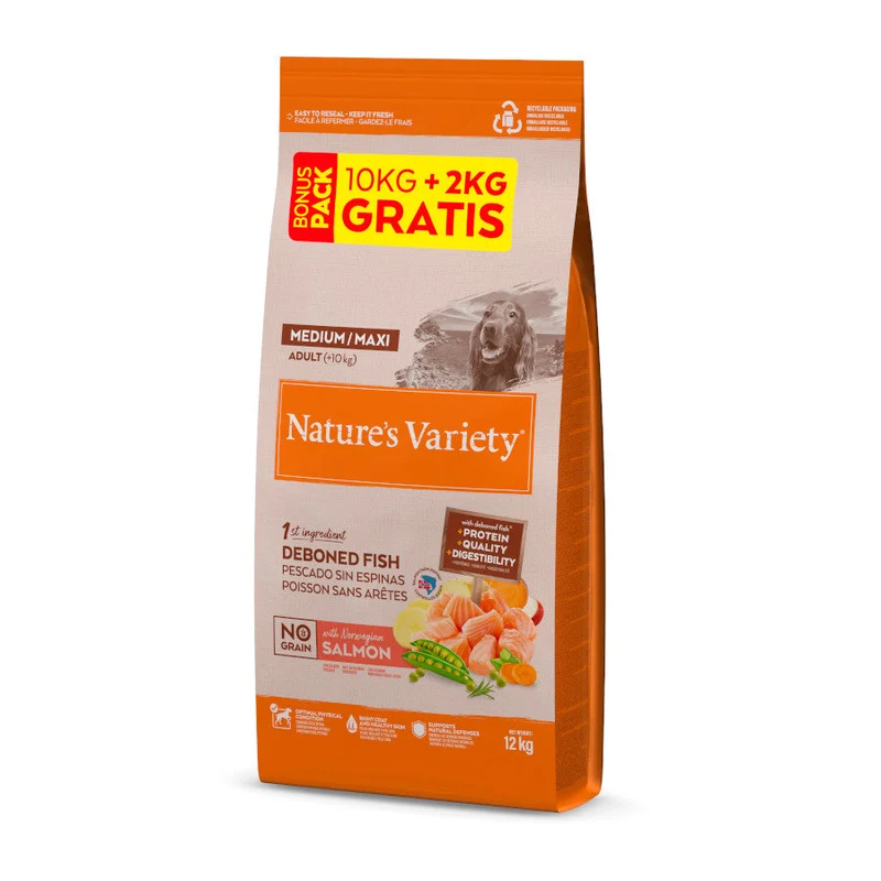 Nature'S Variety No Grain Adult Medium Maxi Salmón Noruego